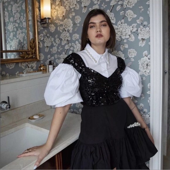 H&M x Simone Rocha Black Sequin top size XL - Picture 1 of 6